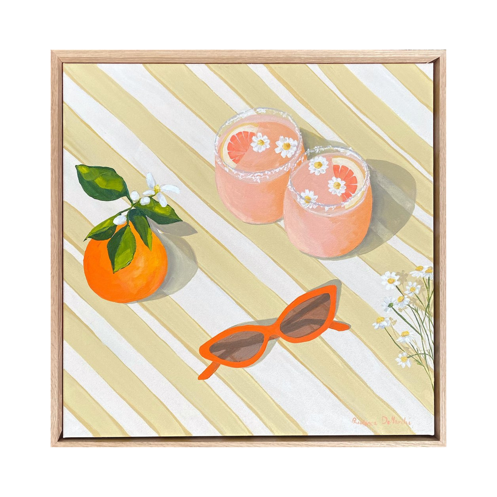 Cocktails in the Sun Framed Canvas Print by Prudence Demarchi